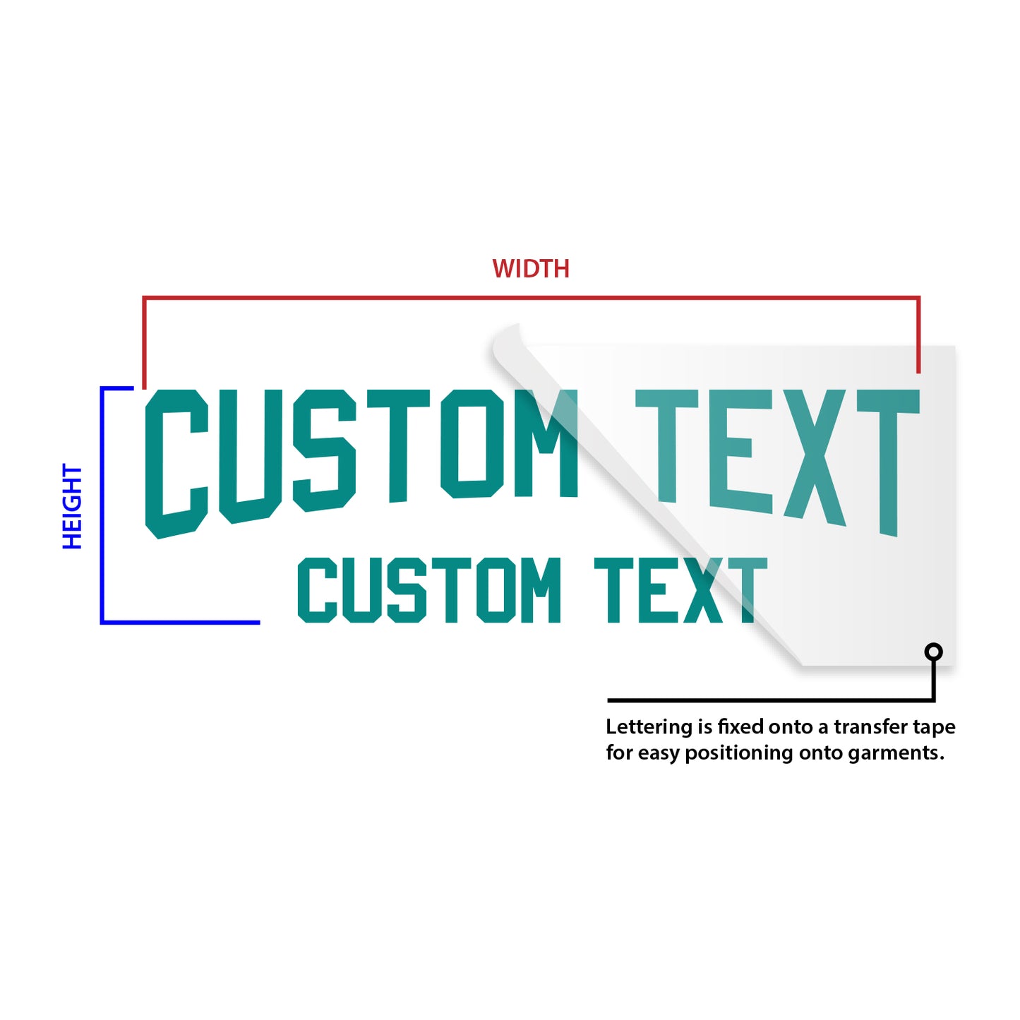 Custom Two Row Lower Arched Text Heat Transfer