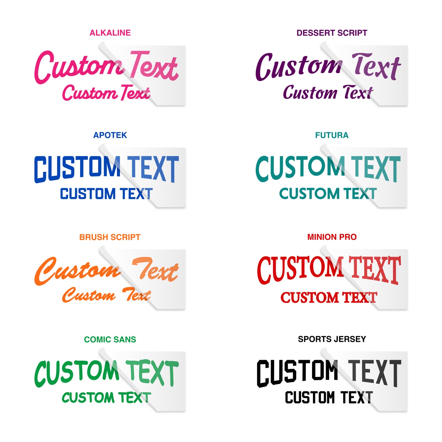 Custom Two Row Lower Arched Text Heat Transfer
