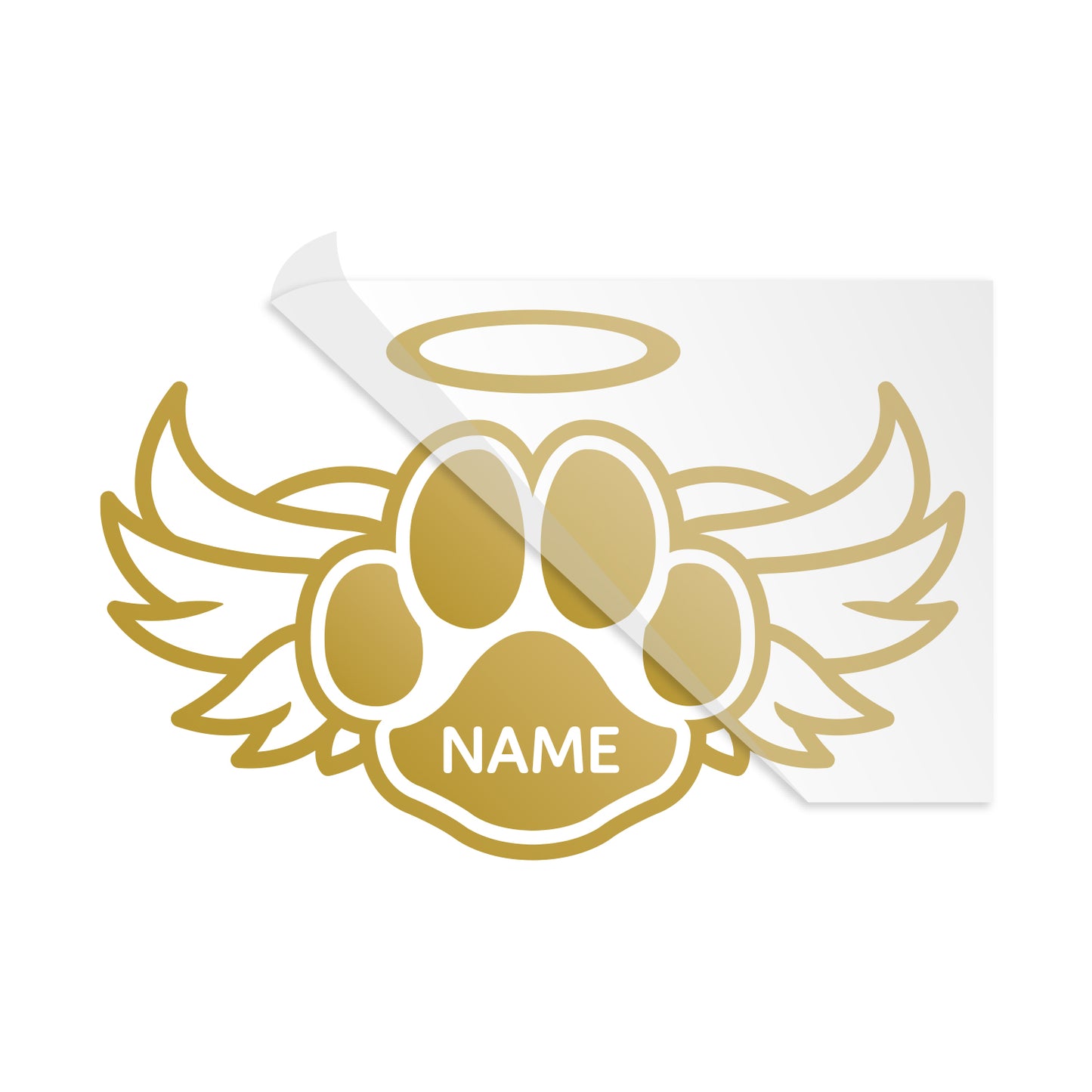 Dog Paw Print Angel Wing RIP Custom Pet Name Decal