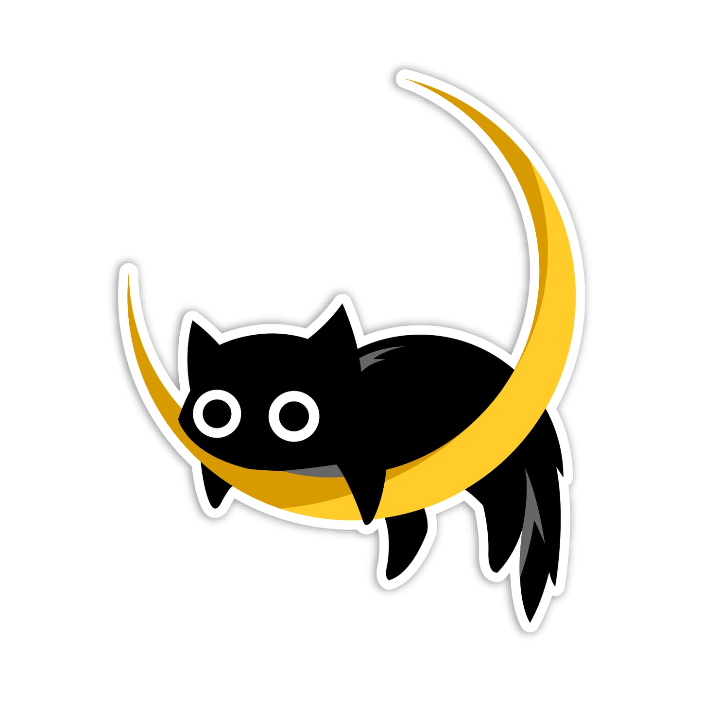 Black Cat Laying On A Moon Sticker
