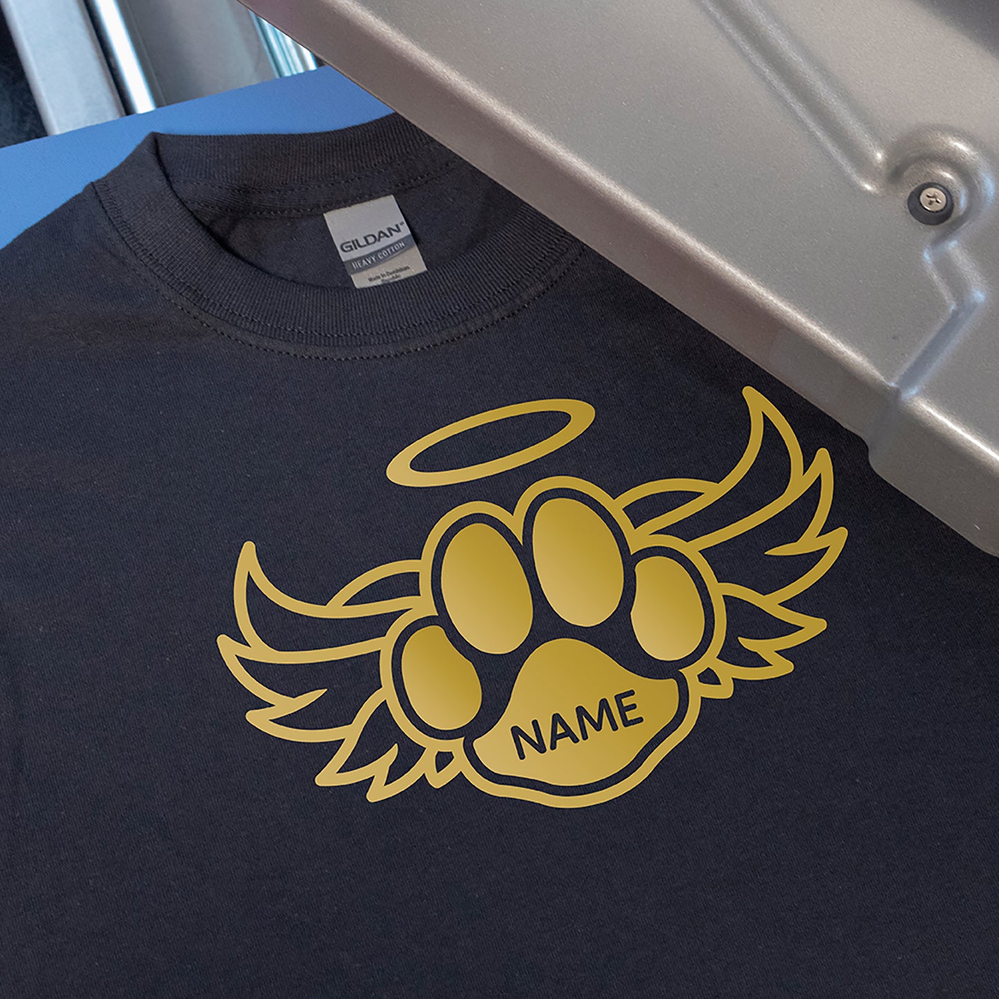 Dog Paw Angel Wing RIP Custom Name Heat Transfer