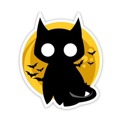 Mysterious Full Moon Black Cat Sticker