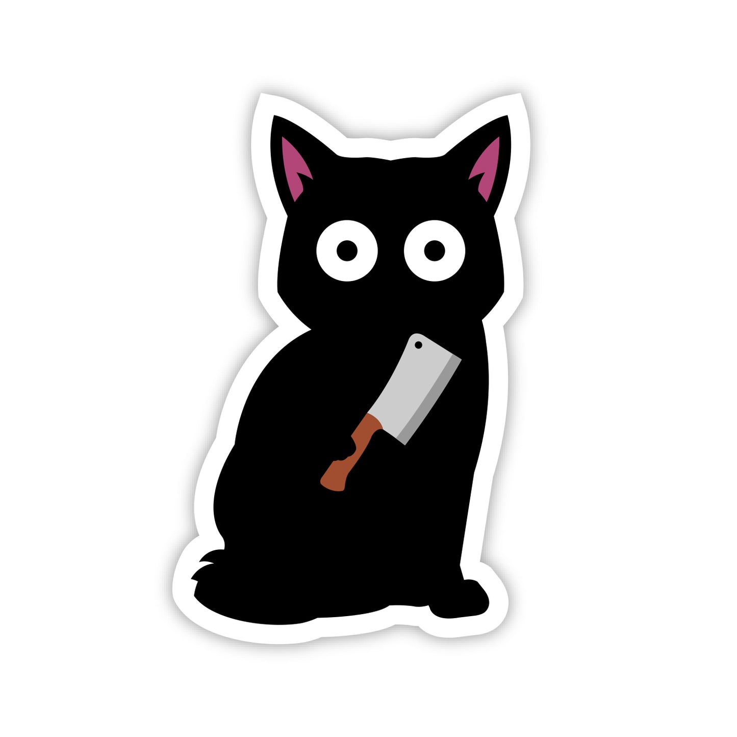 Chibi Black Cat With Meat Cleaver Sticker