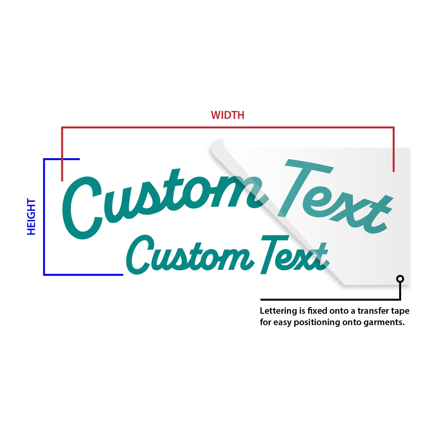 Custom Two Row Arched Text Heat Transfer