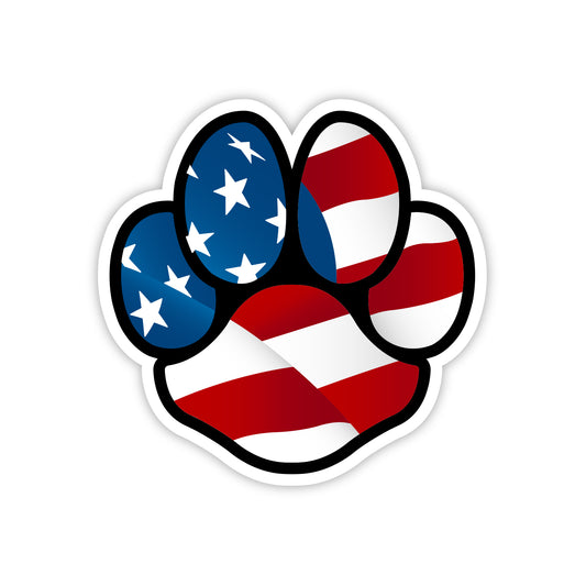 Pet Dog Paw Print USA Flag Sticker