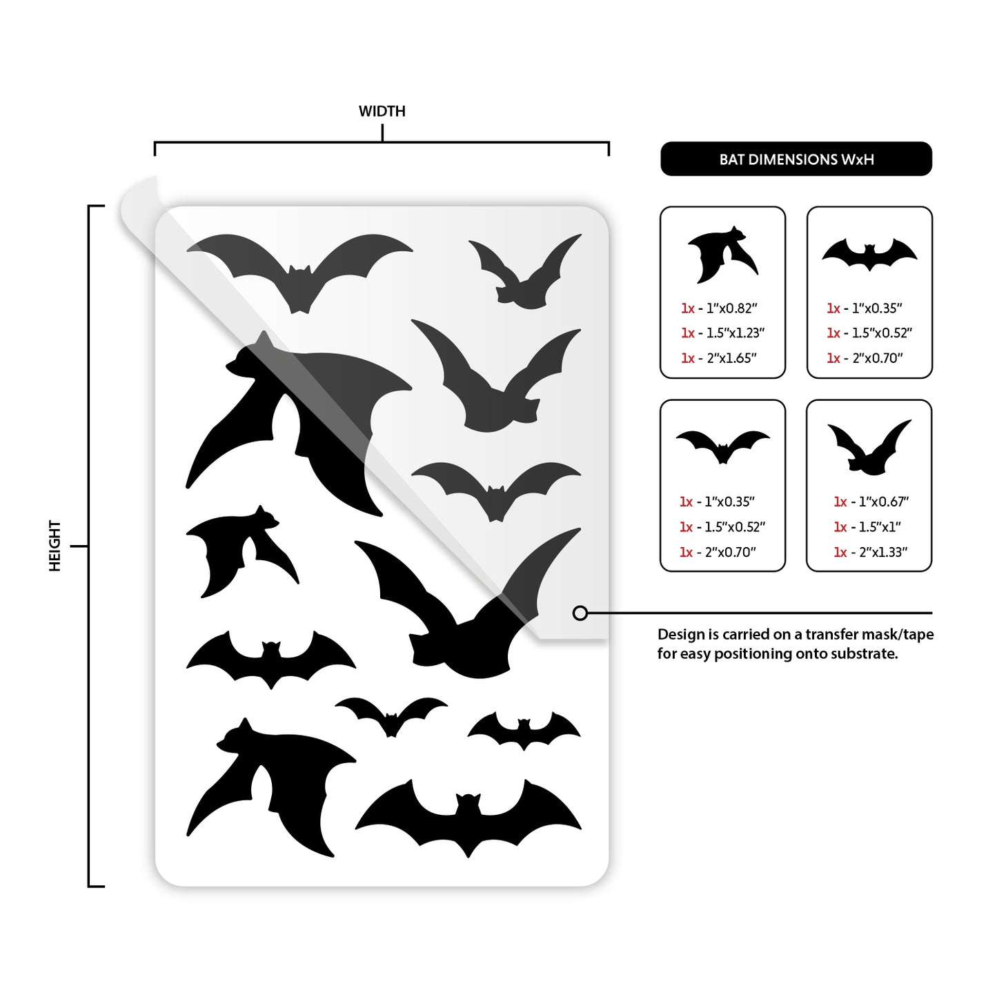 Halloween Spooky Bat Assortment Decal Sheet