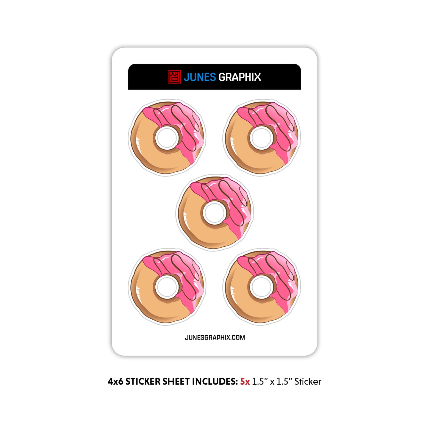 Strawberry Donut with Chocolate Drizzle Sticker